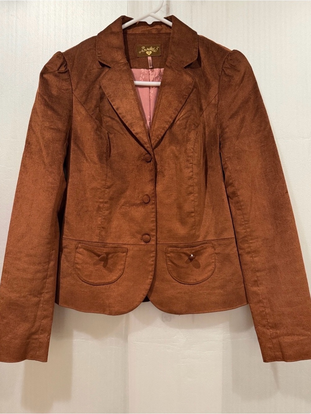 Sweetees Rust Brown Corduroy Blazer Jacket Size 4